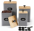 PERFNIQUE Kitchen Canisters, Airtight Canister Sets for Kitchen Counter, Kitchen Canisters for Countertop Set of 4, Coffee Tea Sugar Flour Spice Tin Jars Food Storage Container with Lid(Grey) by PERFNIQUE