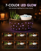 Ceramic Succulent Electric Wax Melt Warmer, 7-Color Flameless LED Light - Image 3