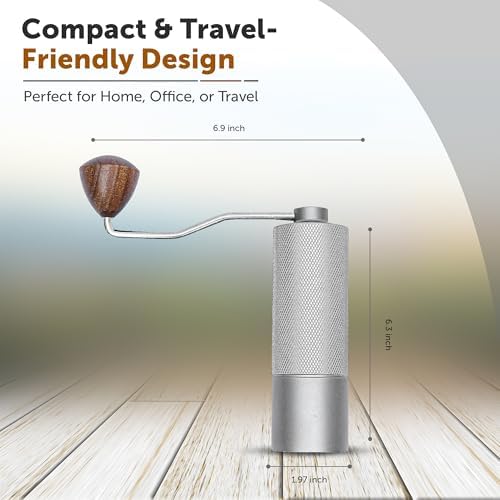 5 in 1 Manual Stainless Steel Coffee Grinder - Espresso Grinder, Manual Coffee Grinder, Coffee Grinder, Conical Coffee Burr Grinder with Double Bearing, Steel Body - Image 5