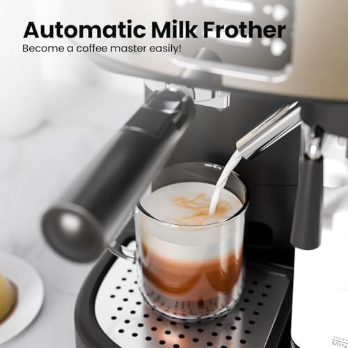 Electactic 20 Bar Professional Compact Espresso Cappuccino Machine with Auto Milk Frother, Stainless Steel Coffee Maker for Cappuccino, Latte - Image 3