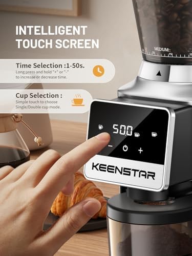 Conical Burr Coffee Grinder, Coffee Bean Grinder with Touch Screen 34 Grind - Image 5