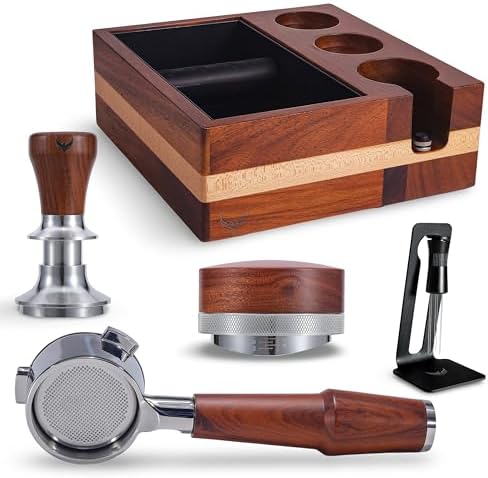 54mm Espresso Machine Accessories Kit for Breville Includes Bottomless Portafilter, Spring Loaded Tamper, Knock Box, Distributor and Wdt Tool by KNODOS