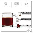 Vikko 10.75 Ounce Clear Glass Coffee Mugs - Set of 12, Microwave and Dishwasher Safe - Image 3