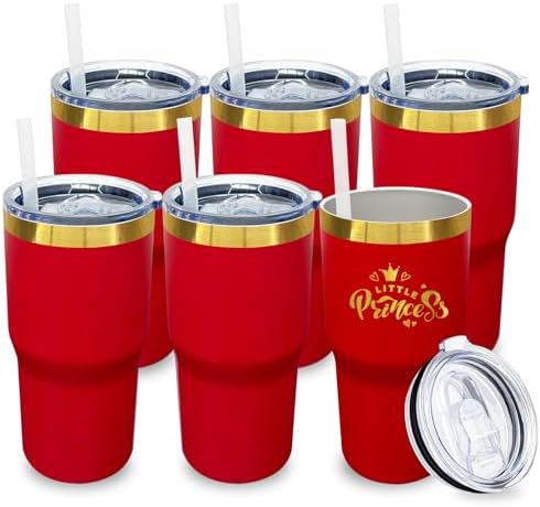 20 oz Tumbler Bulk Stainless Steel Tumblers with Lids and Straws BrightRed by MetalyaTumblers