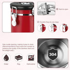 ShanSon Coffee Canister Airtight, Stainless Steel Bean Storage Container with Date Tracker & Scoop, Grounds Sugar Flour Tea Cereal Fits Kitchen Pantry, Ideal Gift for Coffee Lovers,12oz,Red - Image 6