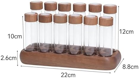 12 Pieces Coffee Bean Storage Tube Airtight Glass Container with Wooden Stand and Sealed Lid Single Dose Organization Suitable for Pantry Countertop, 6 Short and 6 Long - Image 3
