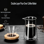 13oz Double Wall Glass Pour Over Coffee Maker Set,Plastic Free Borosilicate Glass Drip Coffee Maker,400ML Portable Mini Single Serve Hand Brew Coffee Pot for Home Office Camping,Ideal Coffee Gift - Image 4