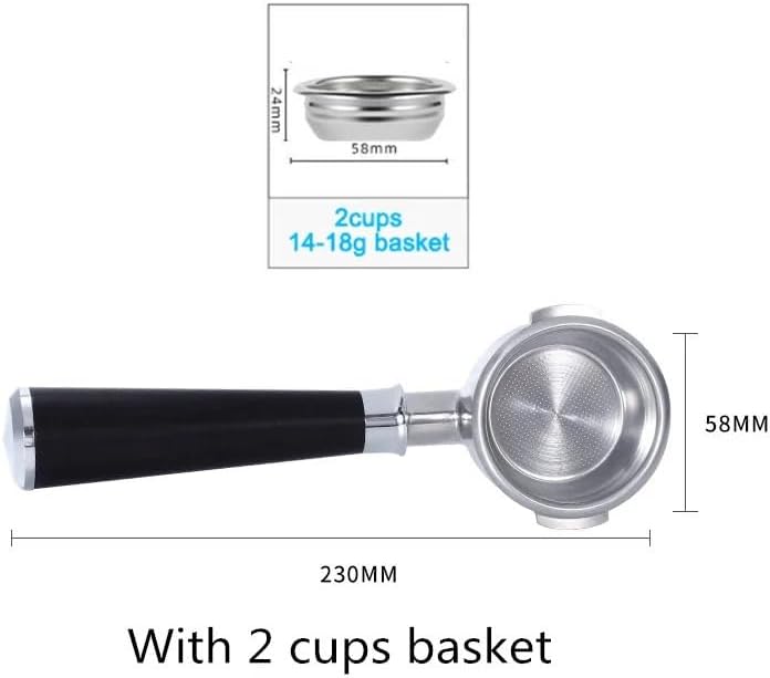 58MM Bottomless Filter Portafilter,Compatibility E61 brewing head, with 1/2/4 cups basket(Type c) - Image 2