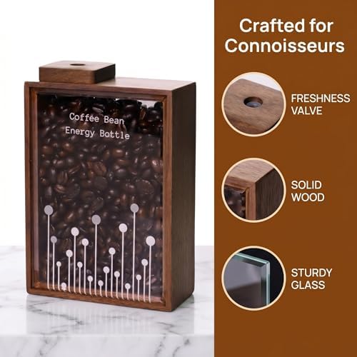 120g Coffee Storage Container, Wood Coffee Bean Storage Can, with One Way Exhaust Valve, with Sealing Ring, Walnut, for Home and Coffee Store, Decorate - Image 3