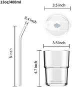 BLUEPOLAR 13 oz Tumbler Water Glass, Water Bottle with Straw and Dustproof Lid, Coffee Ice Cup Double Wall Insulated Glass Cup (White-4pack) - Image 2