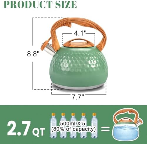 GGC Whistling Tea Kettle for Stove Top, 3.2QT/3L Stainless Steel Tea Kettle - Image 3
