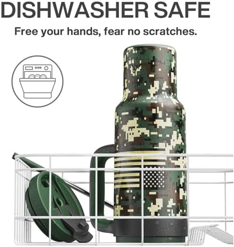 50 oz Camo Tumbler with Handle, 2-in-1 Straw and Sip Lid, Leakproof, Dishwasher Safe, Insulated Stainless Steel Travel Coffee Mug, Keeps Cold for 34 Hours, Fits in Car Cupholder (Woodland Flag) - Image 5