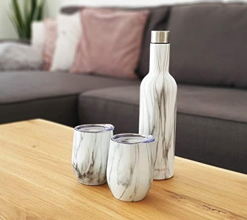 CHILLOUT LIFE 12 oz Stainless Steel Wine Tumblers 2 Pack & 1 Insulated Wine Bottle - Double Wall Vacuum Insulated Wine Glasses Cups with Lids and Straws Set Keeping Cold & Hot Gift Set - Image 5