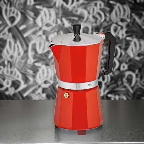 Cilio Classico Stovetop Espresso Maker, 15 Ounce, Red - Image 3
