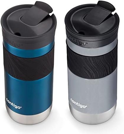Contigo Byron 2.0 Snapseal Insulated Stainless Steel Travel Mug with Grip 2-pack, 16oz, Blueberry Satin & Gold Morel - Image 3