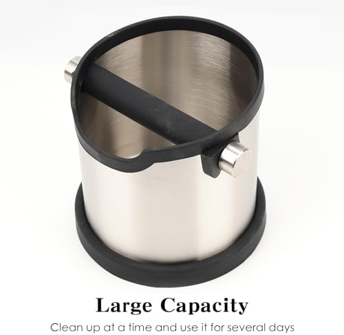 Coffee Tapping Box, Stainless Steel Espresso Floor Container, Waste Coffee Bucket, Barista, And Anti Slip Base Coffee Tools (Silver) - Image 3