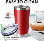 HASLE OUTFITTERS 20oz Tumblers Stainless Steel Mugs with Lid Double Wall Vacuum Insulated Coffee Cups for Cold & Hot Drinks (20oz-Red, 4 Pack) - Image 3
