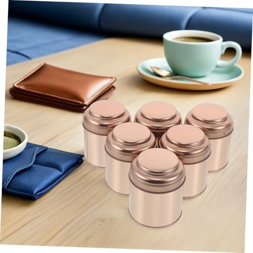 LALAFINA 6pcs Round Tinplate Tea Canisters with Airtight Seal for Loose Leaf Storage Portable Sealed Storage Jars for Coffee Spices and Tea Preservation Tin Containers for Kitchen - Image 7