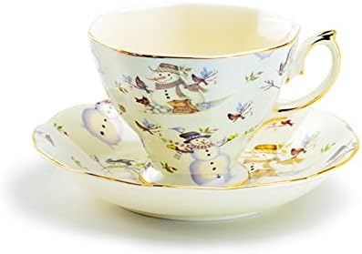 Holiday Snowman Fine Porcelain Tea Cup and Saucer by Unknown
