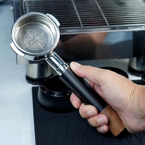 Openwork Bottomless Portafilter Stainless Steel And Walnut Espresso Handle 54/58Mm High Extraction Precision Basket，Compatible For IKAPE，Coffee Machine Parts(54mm Silver 1pcs) - Image 3