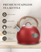 2.7 Qt Whistling Tea Kettle for Stovetop with Heat-Resistant Handle - Image 2