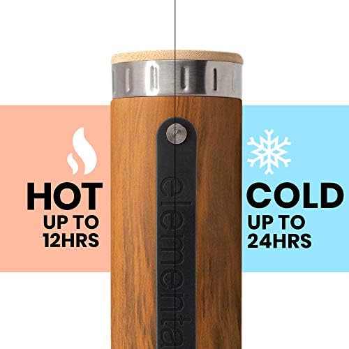 Elemental Iconic Stainless Steel Water Bottle Infuser, 20oz Triple Wall Vacuum Insulated Water Bottle, Reusable Fruit & Tea Infuser Thermal Bottle with Internal Strainer and Bamboo Lid - Teak Wood - Image 4