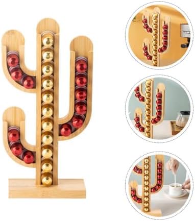Cactus-shaped Bamboo Coffee Capsule Holder Rack for Office Bar Decor - Image 7