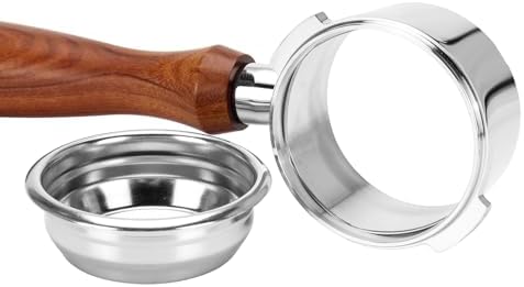 DIBTSA 58mm Bottomless Portafilter Compatible with Gaggia, 304 Stainless Steel 2 Ears Coffee Portafilter with Reusable Filter Basket and Wood Handle, Espresso Machine Replacement Parts - Image 6