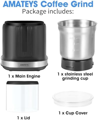 Electric Coffee Grinder,250W Powerful Motor Kichen Grinder,Quite Home Machine with 75g Coffee Bean Capacity,for Beans Spices Nuts Grians Herbs,Stainless Steel and Black - Image 5