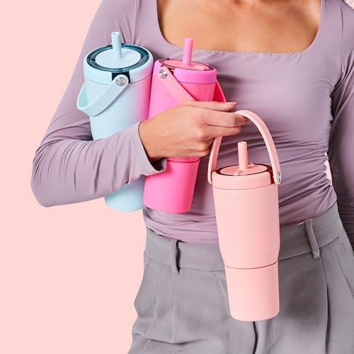 BrüMate Resa 25oz 100% Leakproof Travel Tumbler w/Handle & Straw | Flexible SoftSip Straw | Silicone Sleeve for Durability | Stainless Steel | Cup Holder & Travel Friendly Water Bottle (Prickly Pear) - Image 7