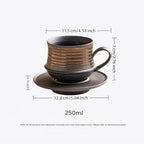 6.8oz 210ml Ceramic Mug Saucer Set Wabi Sabi Retro Coffee Cup - Image 6