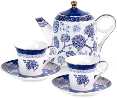 KAMMAK Tea Set for Adults, Tea Pot and Cup Set, Royal Blue by KAMMAK