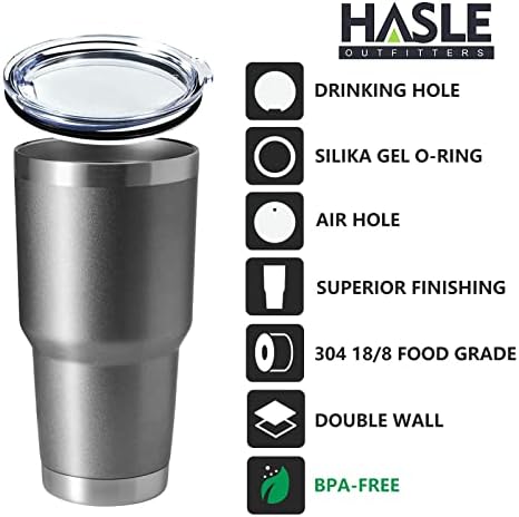 HASLE OUTFITTERS 30oz Stainless Steel Tumbler, Double Wall Vacuum Insulated Travel Mug Tumbler, Durable Insulated Coffee Mug, Gift Box Set (Grey, 4) - Image 2