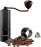 Manual Coffee Bean Grinder with Adjustable Coarseness, CNC Stainless Steel Conical Burr 6 Core, Portable Hand Coffee Bean Mill For Home Use and Camping Travel Black by Unknown