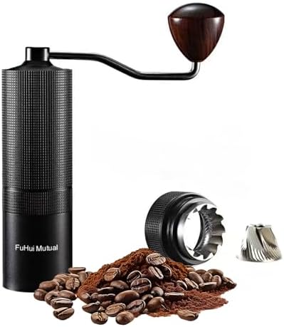 Manual Coffee Bean Grinder with Adjustable Coarseness, CNC Stainless Steel Conical Burr 6 Core, Portable Hand Coffee Bean Mill For Home Use and Camping Travel Black by Unknown