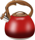 3.2Qt Stainless Steel Whistling Tea Kettle Stovetop, Red by FOEDO