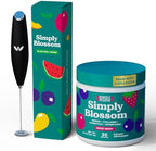 Simply Blossom Mixed Berrry + Handheld Milk Frother – Superfood & Probiotics for Women’s Health, Bloating Relief & Energy – Electric Mixer for Smooth Greens, Matcha & Protein Drinks by SimplyNaturesPledge