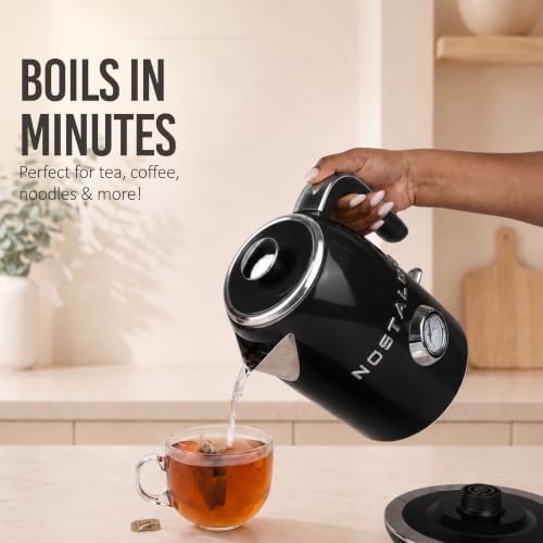 Nostalgia Retro Electric Kettle,1.7L Enamel-Coated Stainless Steel - Black - Image 3