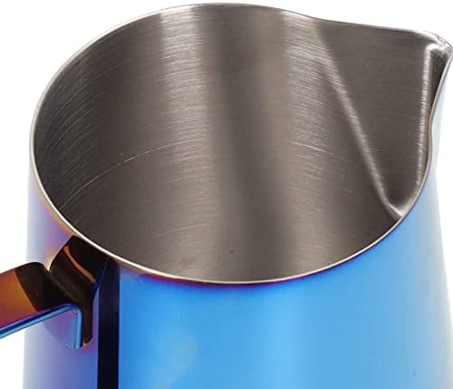 Milk Frother Pitcher Stainless Steel Spout, Internal Scale Frother (350ml Ti Blue + Ladder) - Image 6