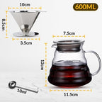 CASA BRAVA Glass Pour Over Coffee Maker Set – 28oz (850ml) Heat-Resistant Carafe with Stainless Steel Reusable Dripper, Bamboo Stand & Measuring Spoon – Plastic-Free Drip Coffee Brewer - Image 5