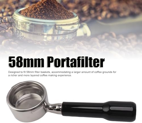58mm Portafilter Bottomless, Stainless Steel 2 Ear Comfortable Grip Coffee Machine Accessory Compatible with GAGGIA BABY CLASSIC EVOL UTION ESPRESSO DELUXE NEW BABY TEBE (Black) - Image 2
