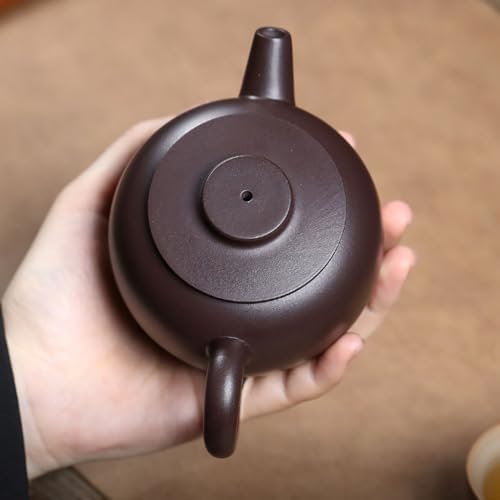 Tea Pots For Loose Tea Tea Ceremony Purple Clay Teapot Household Single Use Purple Clay Flat Cover Teapot Tea Infuser Pot - Image 5
