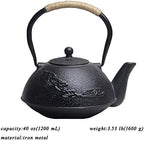tetsubin Cast iron Tea Kettle workshop Healthy japanese Tea pot with Stainless Steel Infuser（40 oz） - Image 2