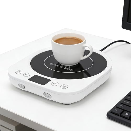 Fabater Coffee Warmer, Mug Warmer for Coffee and Tea, Electric Cup Warmers with 3 Temp Settings, 12H Timer & 4H Auto Shut Off, Fast Heating for Travel, Office Desks, and Home - Image 3