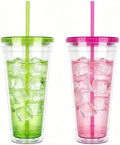 Sursip 32oz Clear Tumblers with Lids and Straws, Reusable Iced Coffee Cups by Sursip%C2%AE