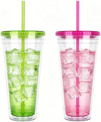 Sursip 32oz Clear Tumblers with Lids and Straws, Reusable Iced Coffee Cups by Sursip%C2%AE