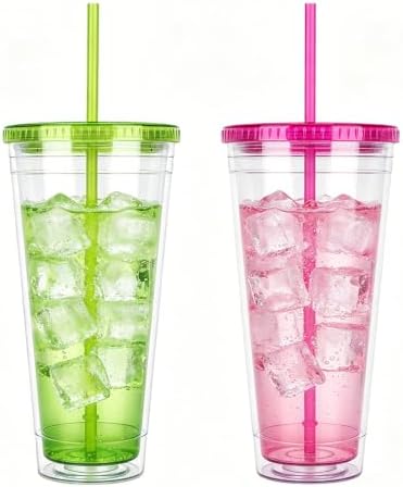 Sursip 32oz Clear Tumblers with Lids and Straws, Reusable Iced Coffee Cups by Sursip%C2%AE