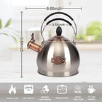 Whistling Tea Kettle Stainless Steel Teapot, Teakettle for Stovetop Induction Stove Top, Fast Boiling Heat Water Tea Pot 2.6 Quart - Image 3