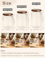 Large Glass Jar With Airtight Wooden Lids Set of 2-65OZ(1900ML) and 4 Kitchen pantry Labels, Clear Food Storage Containers for Rice, Flour, Pasta, Coffee, Sugar, Salt, Cookie. - Image 2