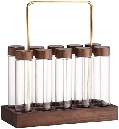 10 Pieces Storage Jar Coffee Tray Espresso Bean Storage Rack with Wooden Stand Airtight Sealed Borosilicate Glass Containers Suitable for by Fonowx